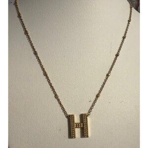 Kendra Scott H Letter Pendant Necklace Textured Chain Initial Adjustable 20.5"